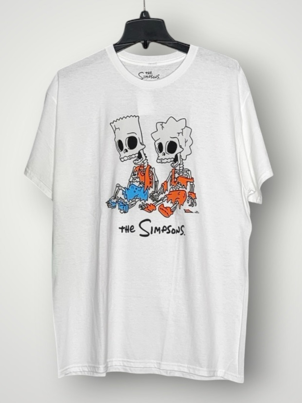The Simpsons Bart & Lisa Skeleton Graphic T-Shirt Men’s Size Large White New NWT